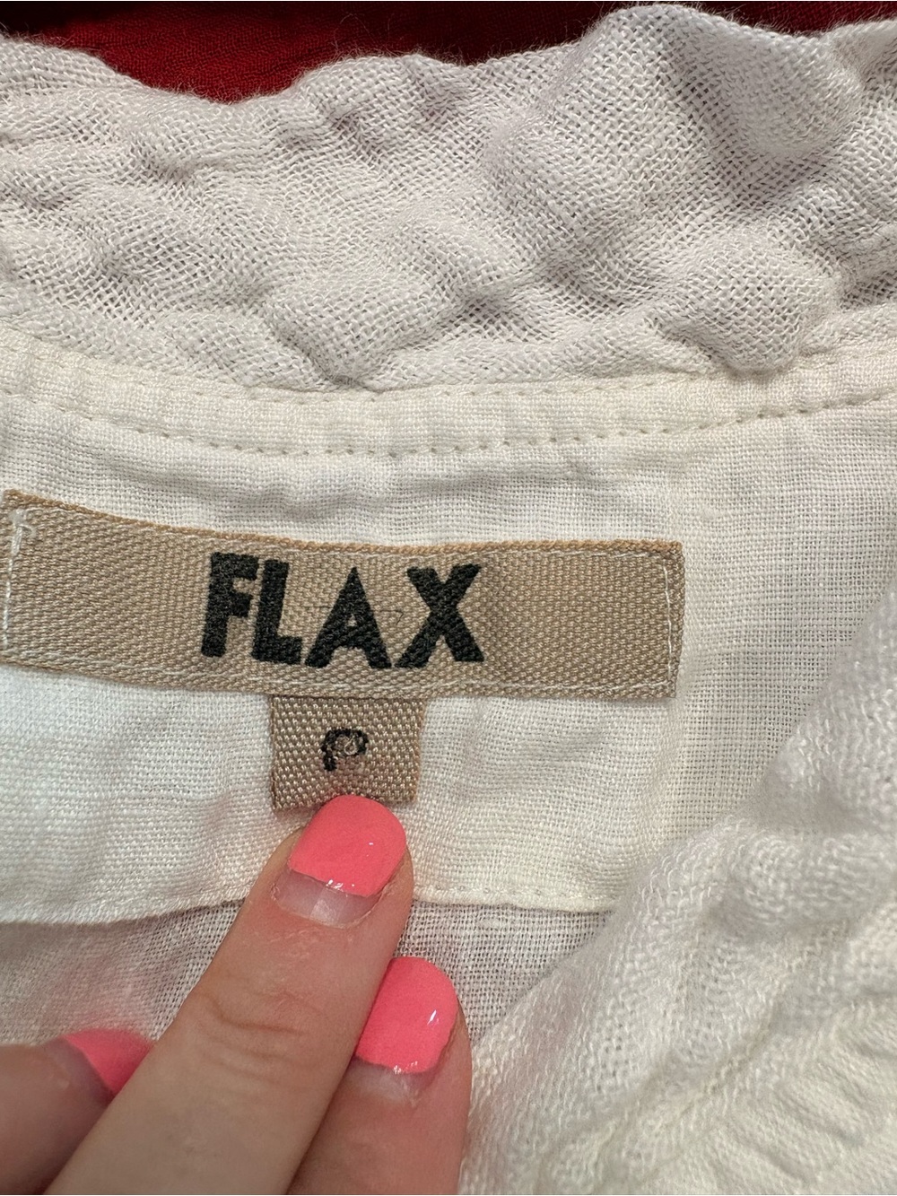 FLAX White 100% Linen Ruffle Collar Button Front Lagenlook Blouse Size P (4-6) - Picture 4 of 6